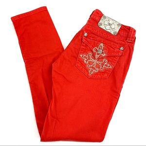 Miss Me Skinny Jeans Orange Flap Pocket Size 29x32
